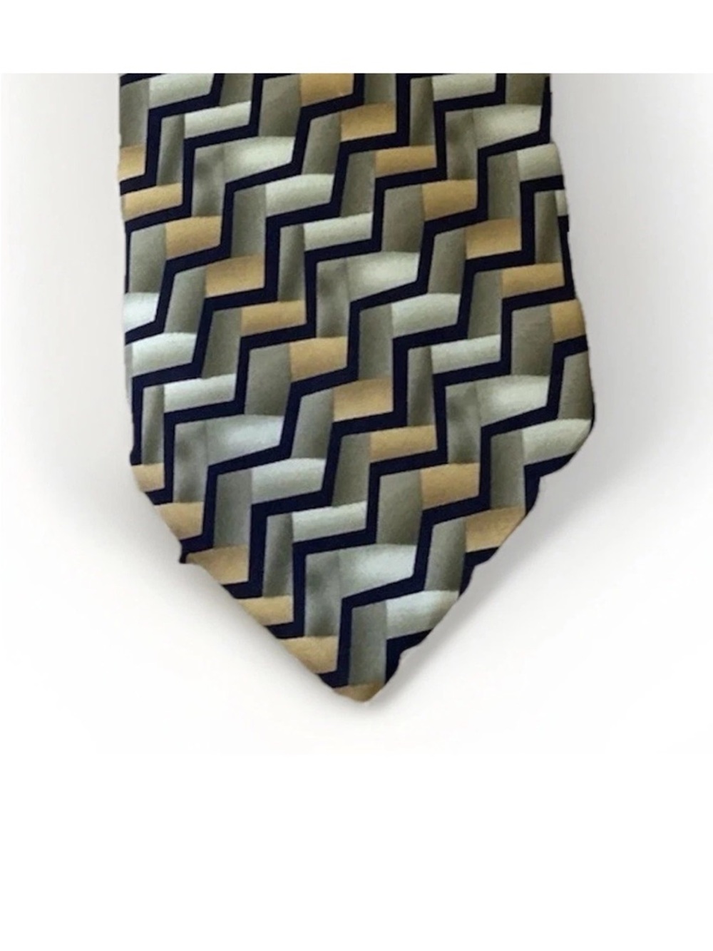 Geometric Pattern Tie in Green and Gold